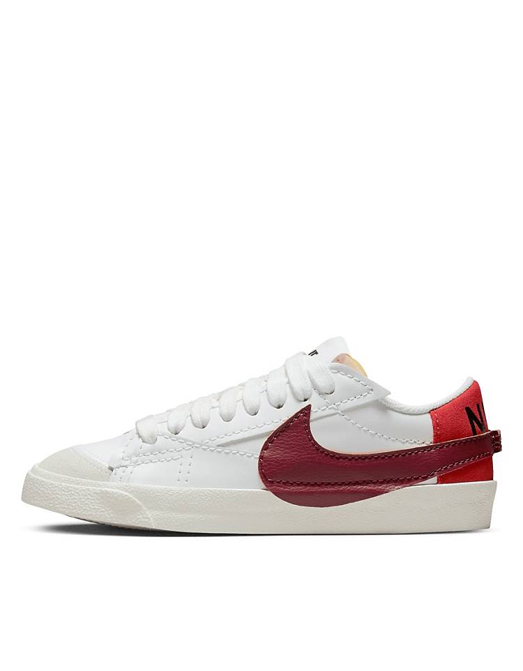 Nike Blazer Low '77 Jumbo sneakers in white and beetroot cinnabar